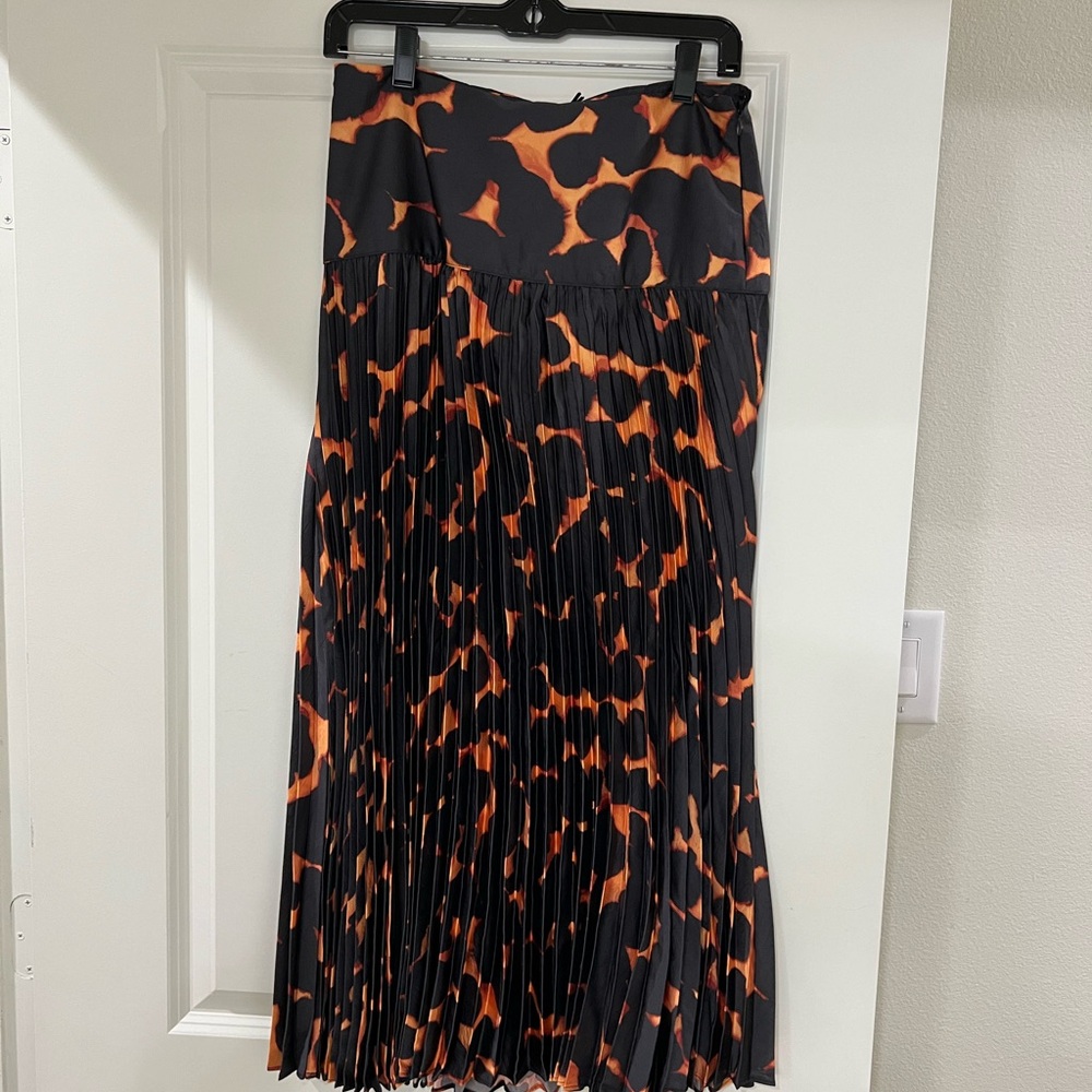 Target Black and Orange Midi A-Line Skirt for Cocktail